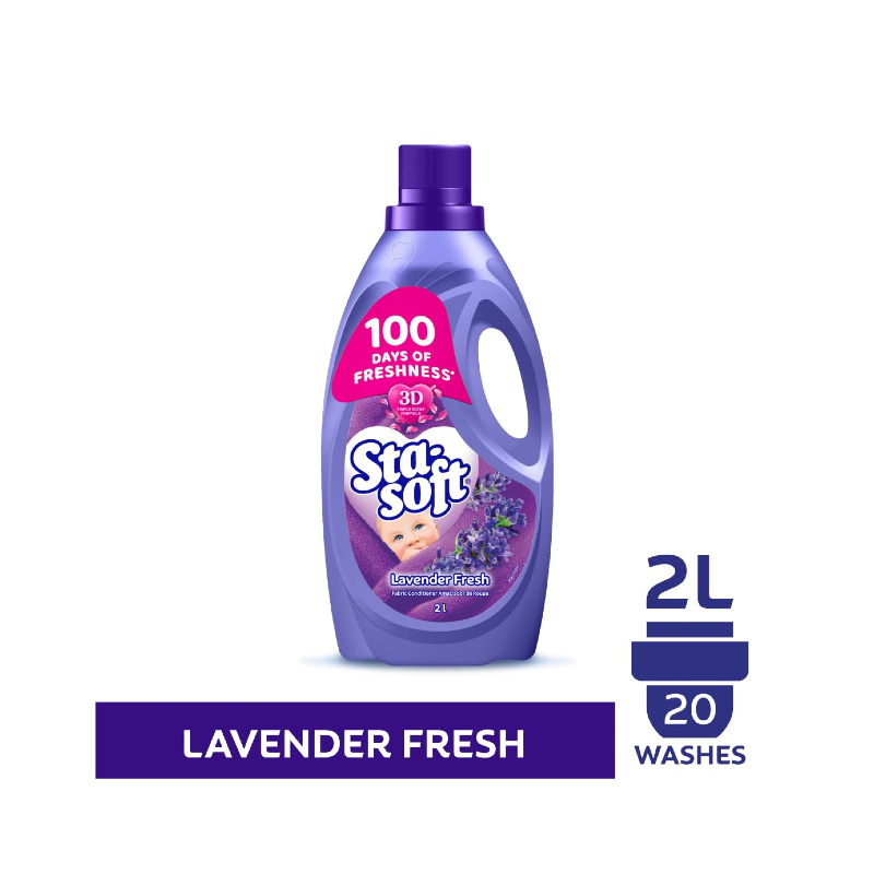 Sta-Soft Lavender 2L – Fabric softener with a soothing lavender fragrance that leaves clothes soft, fresh, and pleasantly scented after every wash.Sta-Soft Lavender 2L – Fabric softener with a soothin